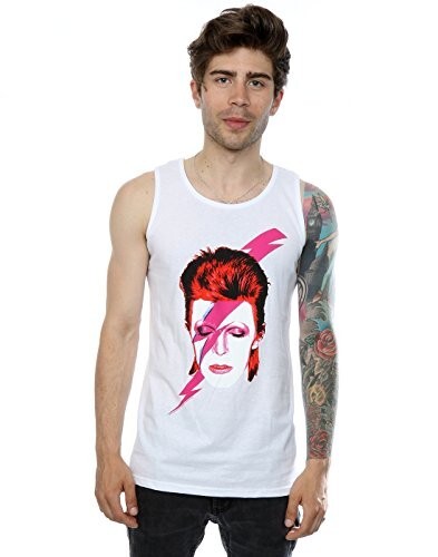 Débardeur David Bowie - Imprimé Lightning Bolt - Taille M - Blanc - Neuf Avec Étiquettes