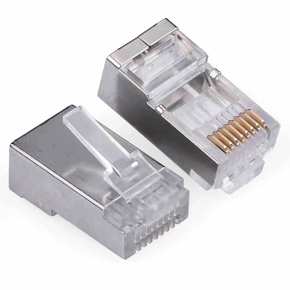100 pcs RJ45 CAT6 Shielded w Load Bar Insert Modular LAN Network Connector Cable - Image 3 of 4