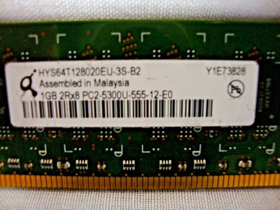 Qimonda HYS64T 128020 EU-3S-B2 4GB (4X1GB) 2RX8 PC2-5300U MEMORY - Image 2 of 2