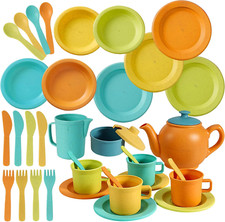 Kids Tea Set and Kitchen Accessories for Ages 3 4 5+ Years Olds, Plastic