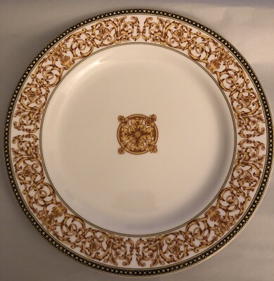 Haengnam Extra Fina China Dinner Plate Elegant Gold & Blue Platter Korea 10.75 