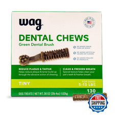 Wag Dog Dental Treats Tiny 130ct 2.25lb Unflavored Clean Teeth Freshen Breath