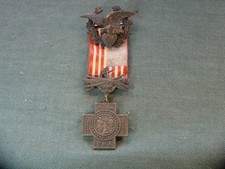 Original 1898-1902 Spanish American War Veterans Flag Ribbon Medal Badge Cuba