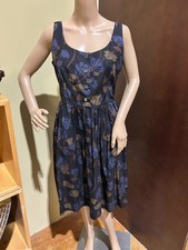 Vintage Prada 100% Cotton Navy Blue Floral Dress Size US 6/ IT 42
