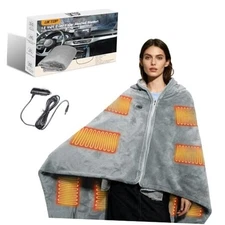 12 Volt Car Heated Blanket, 2-in-1 Wearable Car Blanket 59"X39" with 3 Heating 