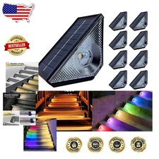 Outdoor Solar Stair Lights, 8 Pack, RGB & Warm White, Waterproof Deck Lightin...