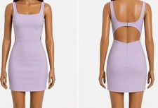 Lulus Love You More Twist-Front Mini Dress Womens Lavender Lined Cutout Back