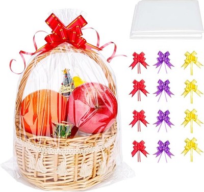 Geschenkfolie Transparent Cellophantüten Groß, 12 Stück extra großes dur