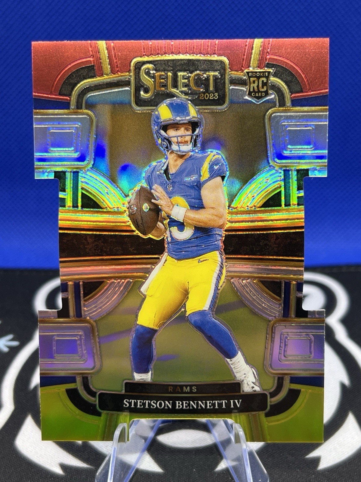 2023 Select Stetson Bennett RC #55 Red/Yellow Prizm Die-Cut Los Angeles Rams