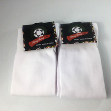White Knee High Socks Athletic Soccer Baseball Cotton Spandex Stretch Set of 2