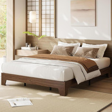 Wood Platform Bed Frame, Full Size Bed Frame, Wood Slat Support, No Box Spring N