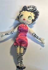 Betty Boop Plush Doll Pink Dress Zebra Stripes Collectible Animation Theme