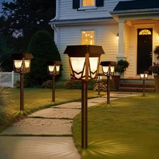 6x Solar Pathway Lights Outdoor IP66 Waterproof LED Garden Yard Brown 1500mAh