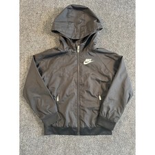 Nike Boys Black Windrunner Hooded Windbreaker Jacket Size 7 6-7YRS Full Zip