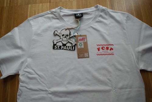 FC St. Pauli " Pizza Club" T-Shirt Gr. L weiß Herren neu NP 39,95€