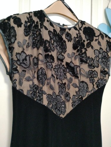 Black Velvet and Lace Jeffrey & Dara Mother of Bride Evening Gown Sz 8 Petite