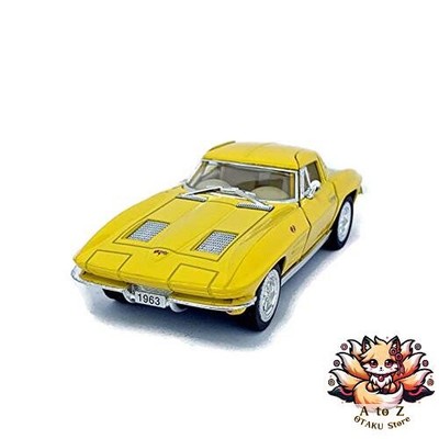 NEW KiNSMART 1/36 Scale 1963 Corvette Stingray Pullback Diecast Car Yellow