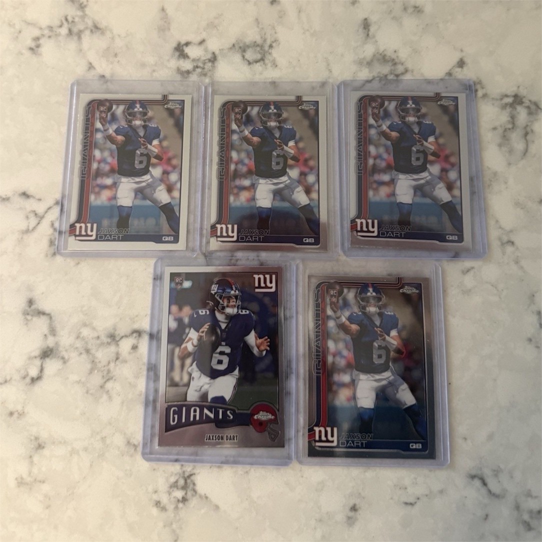 Topps Chrome Jaxson Dart Giants Topps Rookie 5 Card Lot NFL Football