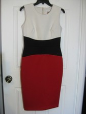 Calvin Klein Women's Knee Length Color Block Fitted Professional Dress sz 6