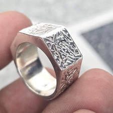 Nuevo Anillo de Sello Grueso Anillos de Plata Anillos Distintivos para Hombres Plata de Ley 925