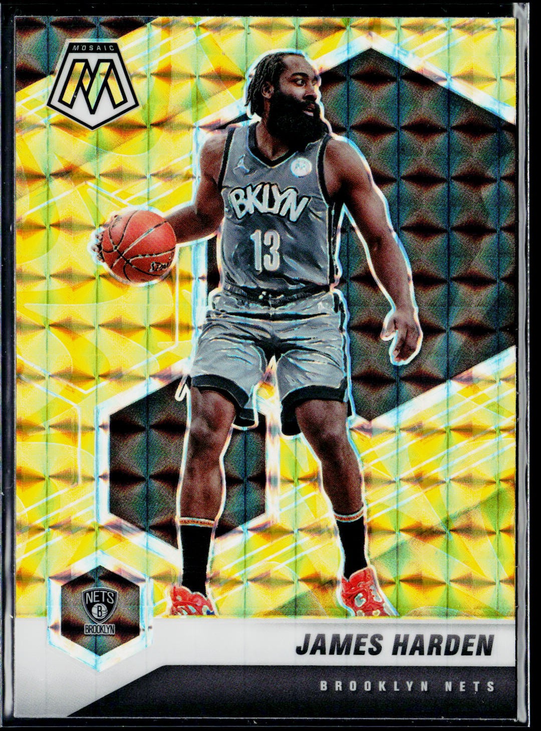 2020-21 Panini Mosaic #173 James Harden Mosaic Reactive Yellow
