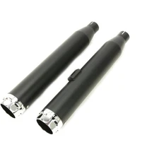 Rinehart Black 3 in. Slip-On Mufflers w/Chrome Scalloped End Caps - 500-0205C-S
