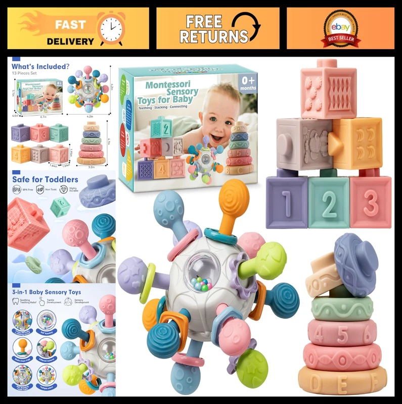 Montessori Sensory Teething Toys Set for Baby