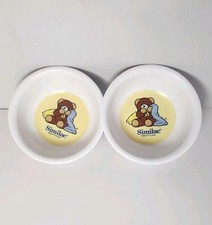 2 cuencos de desayuno vintage de cereales blancos de plástico con fórmula infantil Similac