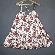 American Eagle cottage core ruffle Floral Cross back Dress small Woman’s cream