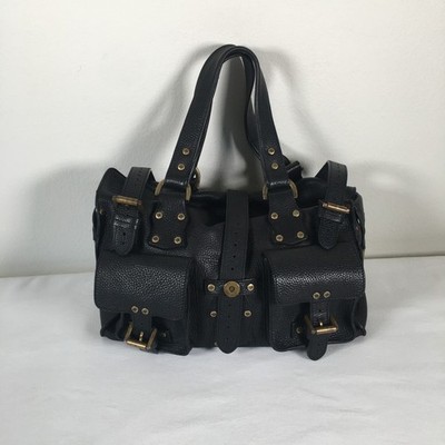 Vintage Mulberry Rosemary Black Pebbled Leather Shoulder Bag Satchel