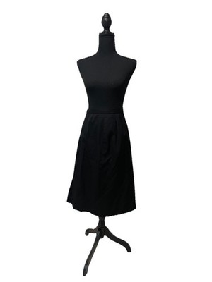 Vintage Black Wool Pencil Skirt 28'' Waist Side Slit Korea