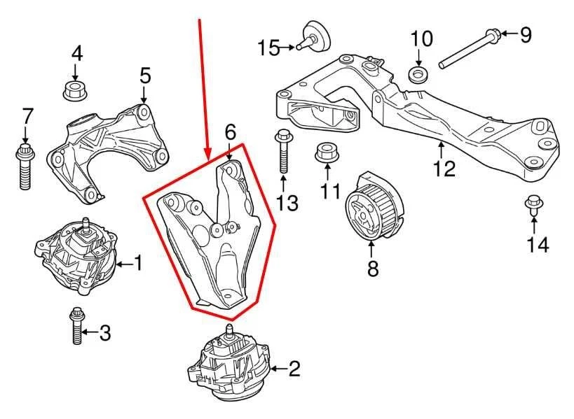 BMW 435i Gran Coupé xDrive 2015-2016 3,0 L lado izquierdo soporte de montaje del motor Foto 2 de 4