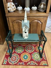 Rustic Birdhouse With Greens And Cream Accents Indoor Use Only