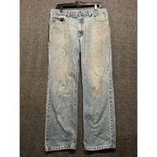 Vintage Lee Jeans Mens Size 34x30 USA MADE Light Wash Blue Straight Leg Denim