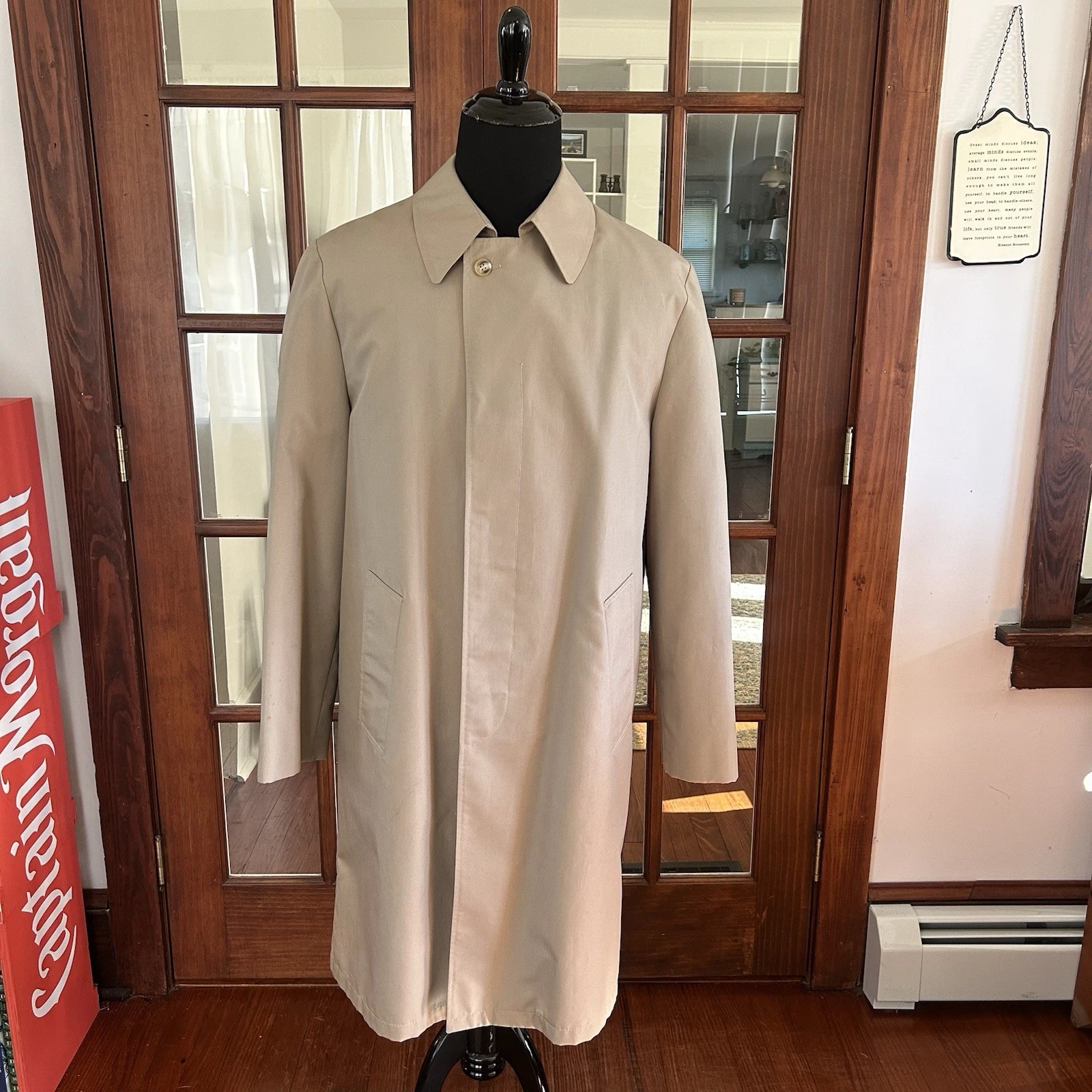 Vintage 60" or 70"s NOS Sears Outerwear Tan Trench Coat Insulated Size 40 Tall