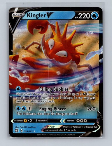 Kingler V 028/172 Holo Ultra Rare Brilliant Stars Pokemon Near Mint