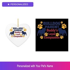 Custom Bulldog Pet Lover Set of 2 Ornament Personalized Name Owner Easter Gift