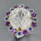Jewellery 20 ct+ Natural Quartz Ring 925 Sterling Silver Size 9 /R439399