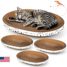 Romohom 3 Pack Oval Cardboard Cat Scratcher  Lounger Bed, High-Density Cat Scra