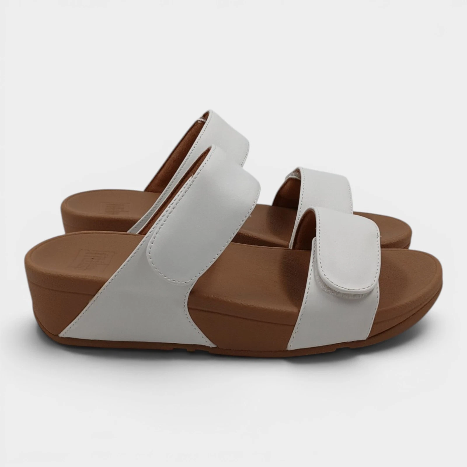 FitFlop Lulu Adjustable Two-Bar Leather Slides Sandals Size 7