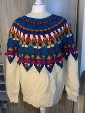 Vintage I.V.Y Pom Pom Fairisle jazzy Hand Knitted jumper large