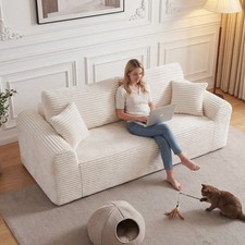 Boneless Corduroy 3-Seater Cloud Couch with Deep Seating and Pillows