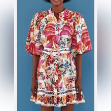 Farm Rio Spring Bananas Belt Mini Dress size small