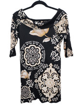 Michael Michael Kors Mini Dress Medium Black Tan Floral Off Shoulder BOHO Casual