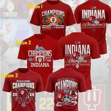 Hoosiers 2026 Peach Bowl Champions 2 Sided Red T-Shirt, Gift For Fan