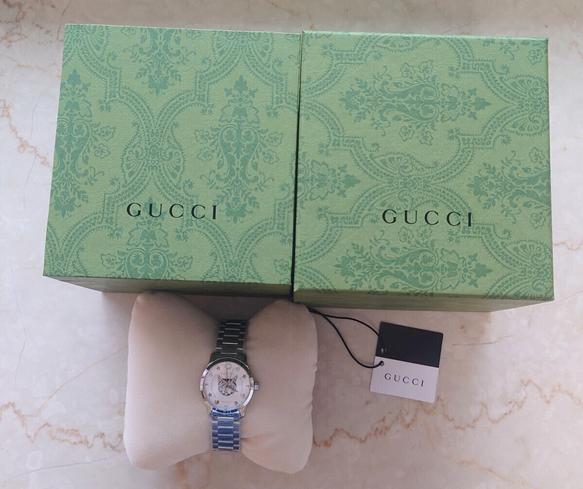 Gucci G Timeless Cat Silver Shell Mother-of-pearl YA1265013
