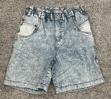 Vintage Denim Blue Jeans Shorts Size Small Elastic Waist Pockets 80s 90s