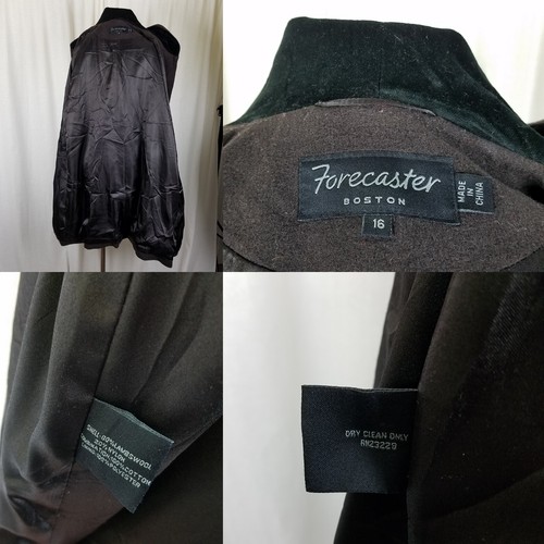 Forecaster Wool Hooded Skater Swing Coat A-Line Peacoat Womens 16 Velvet Trim - Picture 6 of 6