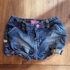 Rocawear Baby Girl's Denim Blue Jean Bermuda Shorts 18 Months Embroidered Logo