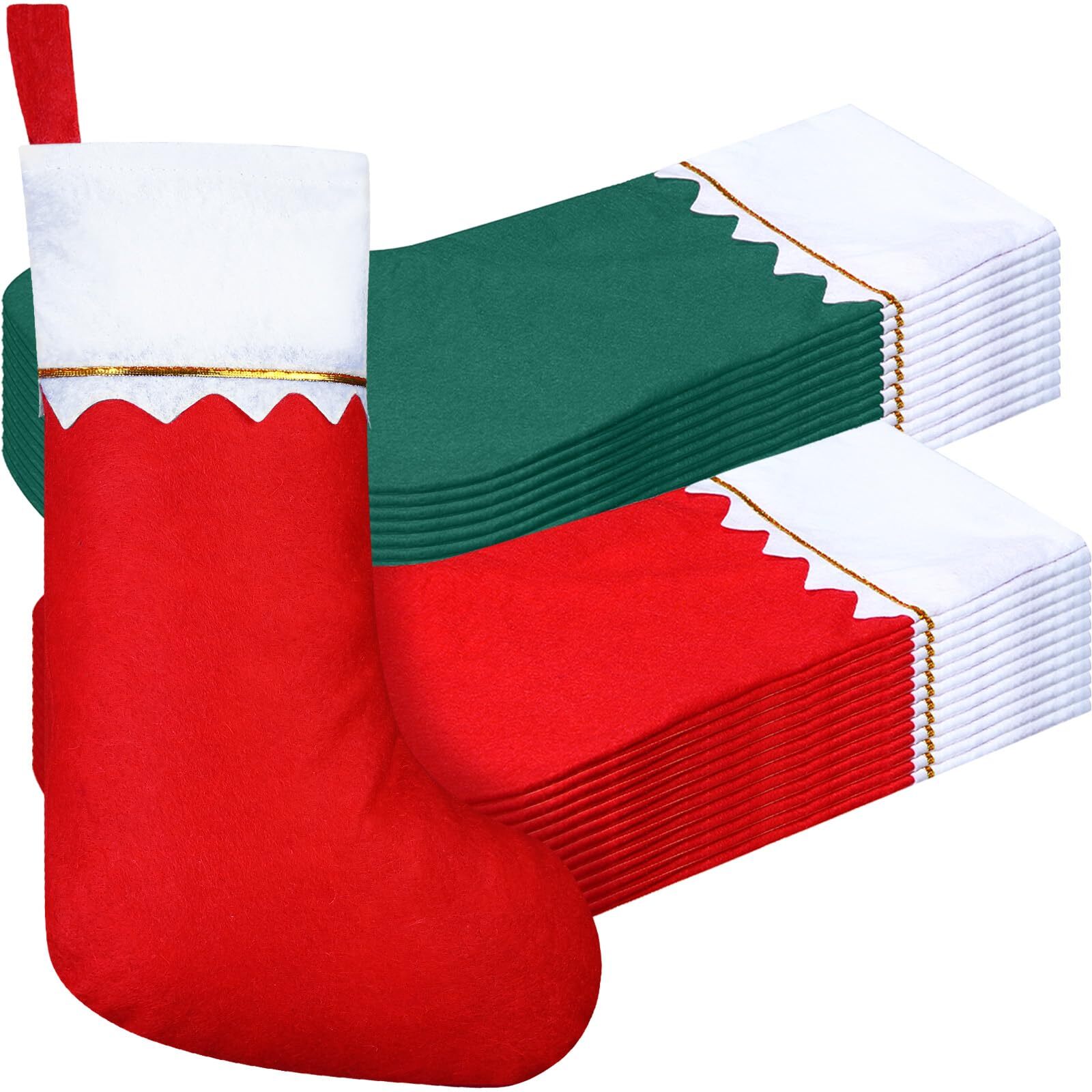 24 Pcs Felt Christmas Stockings 15 Inch Party Favors Stockings Xmas Decoratio...